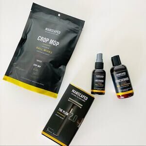 NEW MANSCAPED Bundle Set The Plow 2.0 Safety Razor Replacement Blades Toner Wipe